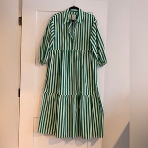 ANTHRO Green/Yellow and white tiered dress